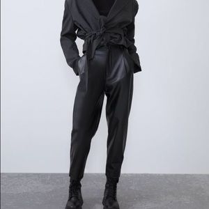 ZARA Faux Leather tapered trousers